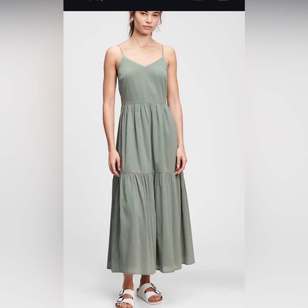 Gap Cami V-Neck Green Maxi Dress 👗 size 8